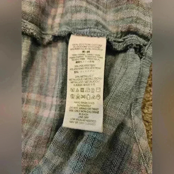 Free People Cropped Plaid Button-down Shirt w/ Batwing Sleeve, Size Medium - Picture 7 of 7